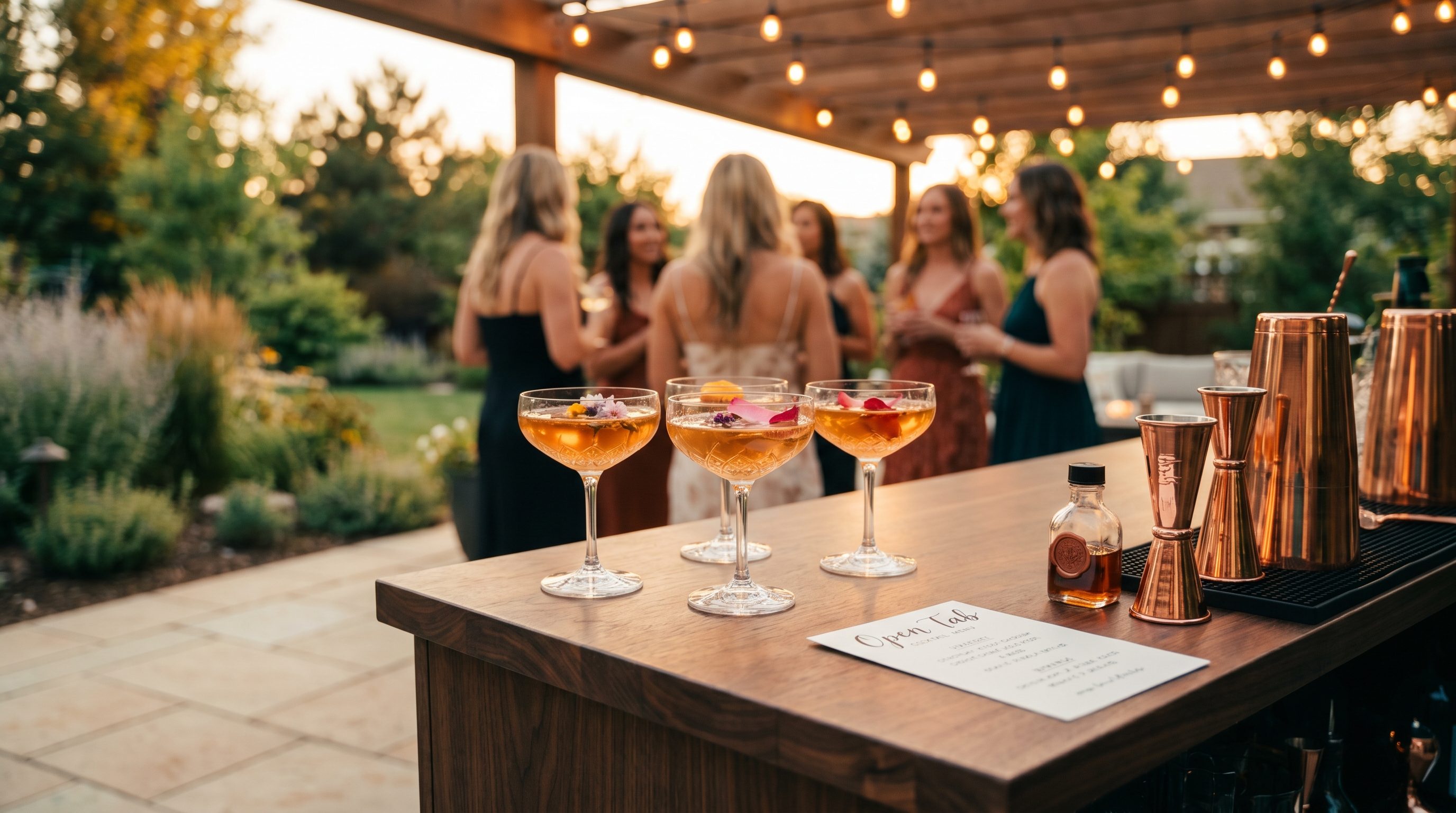 Mobile bar setup at Milestone Birthday · Private Residence for 60 guests