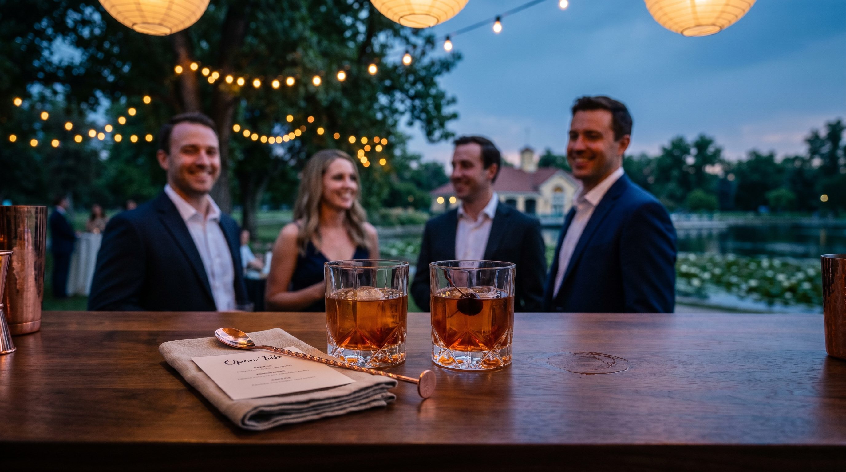 Mobile bar setup at Rehearsal Dinner · Washington Park for 45 guests