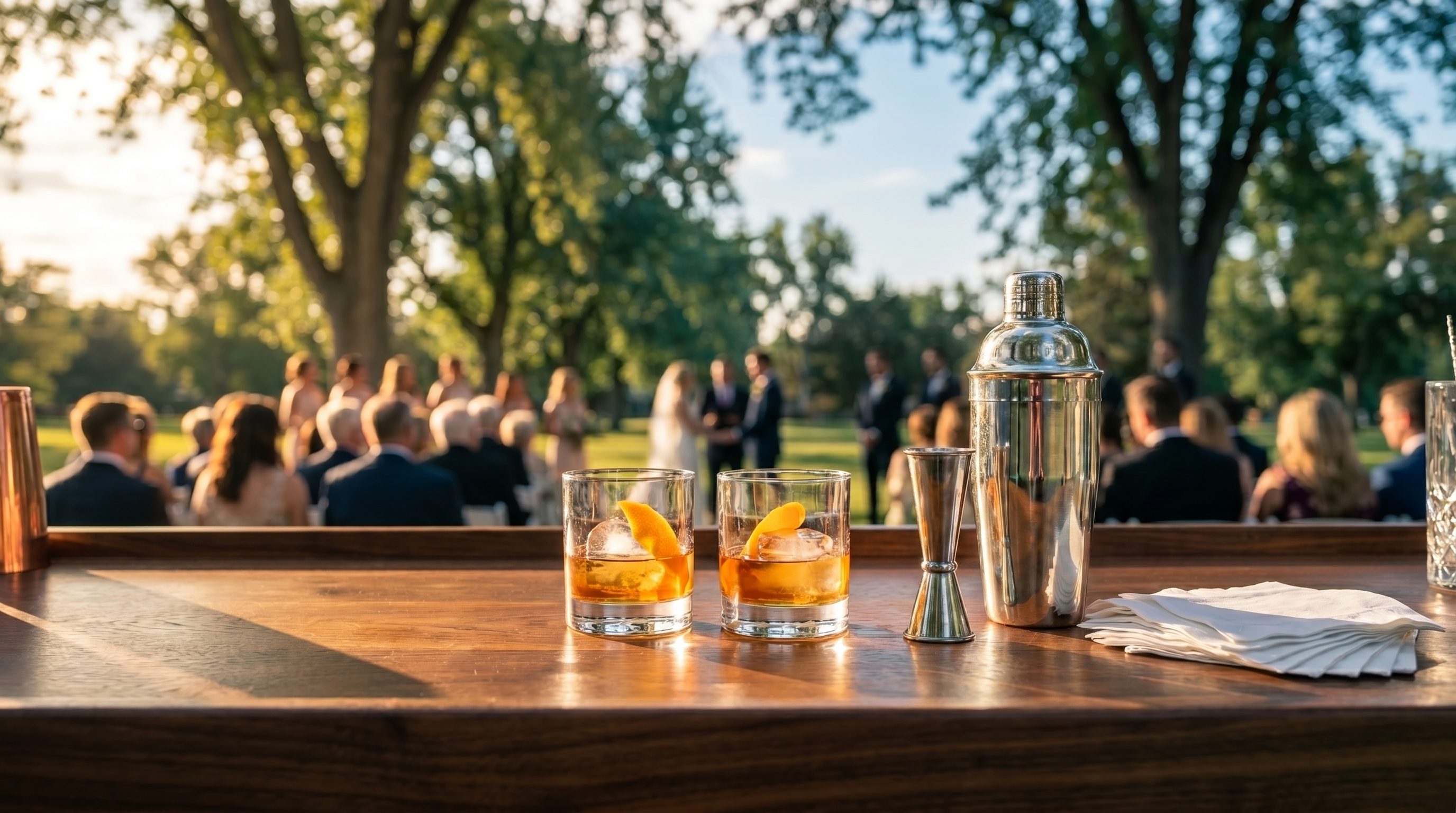 Mobile bar setup at Wedding · Cheesman Park for 120 guests